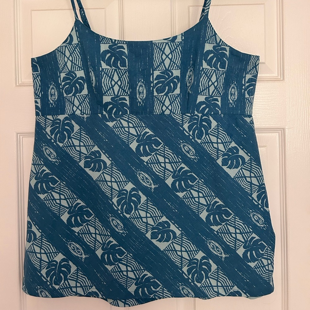 Hilo Hattie Blue Leaf Print Camisole